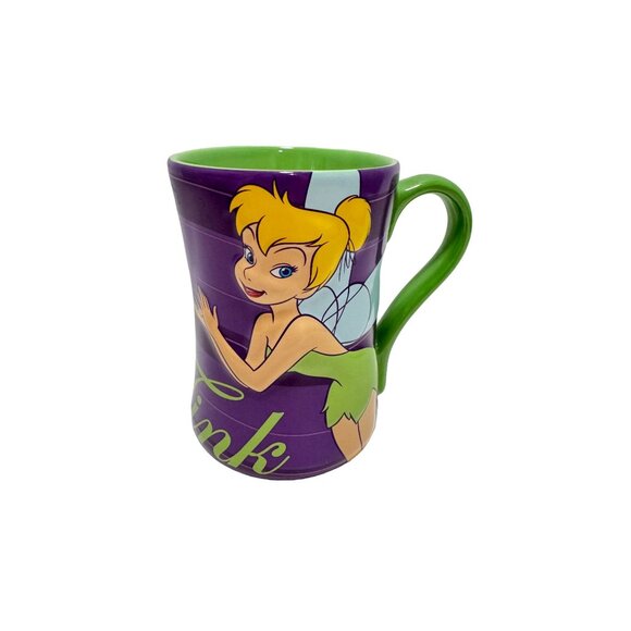 Rare TINKERBELL Coffee Mug Cup Disney 3D Raised Image, TINK Large Teacup, Green - Picture 1 of 5
